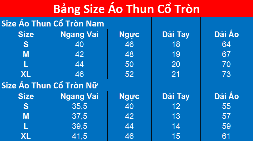 Size Ao Thun Co Tron